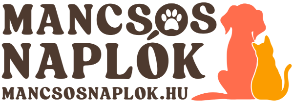 Mancsos Naplók logó a weboldal címével és a brandszínekkel.